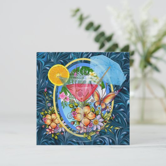 Paradise Beach Cocktail Einladung (Stehend Vorderseite)