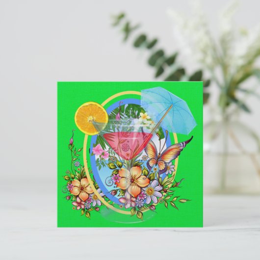 Paradise Beach Cocktail - SRF Einladung (Stehend Vorderseite)