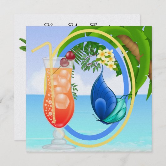 Paradise Beach Einladung (Vorne/Hinten)