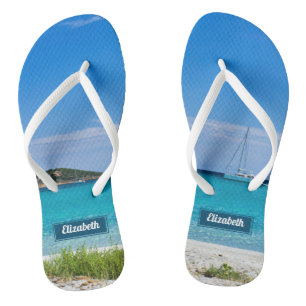 Paradise Beach Foto mit Namen Badesandalen