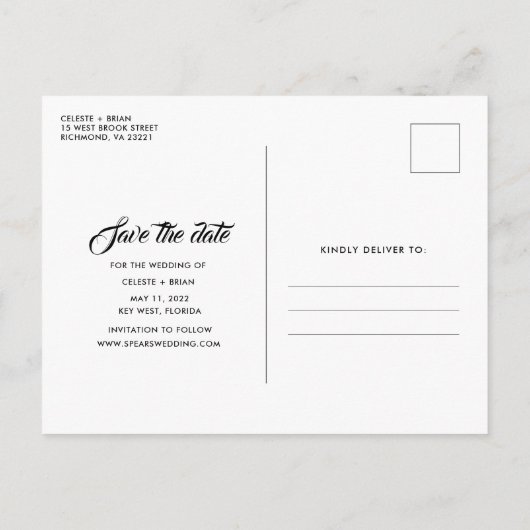 Paradise Beach Hochzeit in Urlaubsort Save the Dat Ankündigungspostkarte (Rückseite)