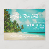 Paradise Beach Hochzeit in Urlaubsort Save the Dat Ankündigungspostkarte (Vorderseite)