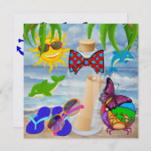 Paradise Beach Message in einer Flasche - SRF Einladung (Vorne/Hinten)