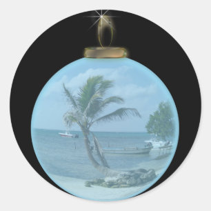 Paradise Beach Ornament Runder Aufkleber