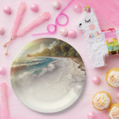 Paradise Beach Sonnenuntergang Rustikale Küstenhoc Pappteller (Party)