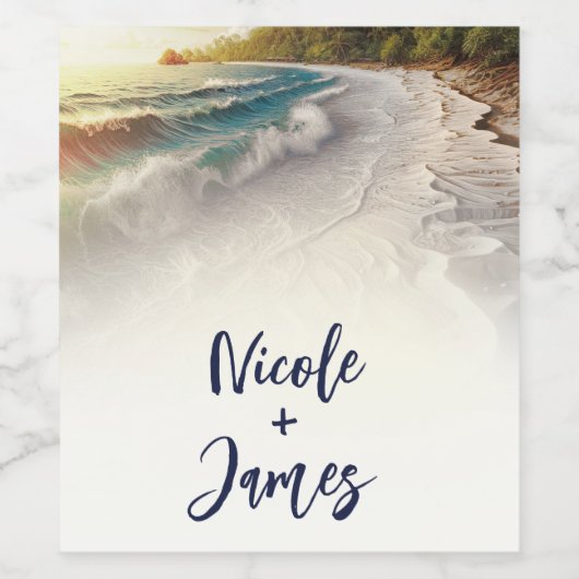 Paradise Beach Sonnenuntergang Rustikale Küstenhoc Weinetikett (Einzelnes Label)