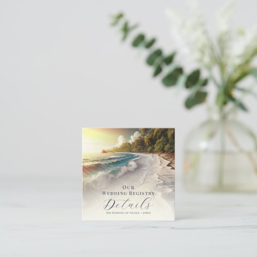 Paradise Beach Sunset Coast Registry QR Code Quadratische Visitenkarte (Stehend Vorderseite)