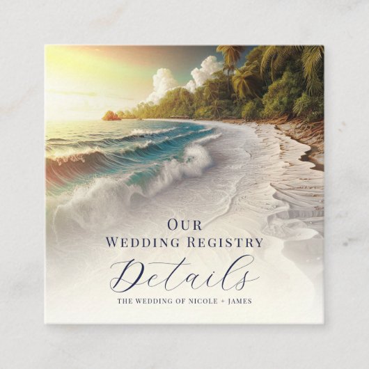 Paradise Beach Sunset Coast Registry QR Code Quadratische Visitenkarte (Vorderseite)