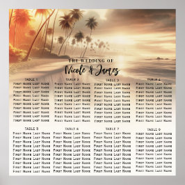 Paradise Beach Sunset Coastal Hochzeit Seating Poster