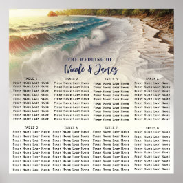 Paradise Beach Sunset Coastal Hochzeit Seating Poster