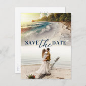 Paradise Beach Sunset Coastal Save the Date Ankündigungspostkarte (Vorne/Hinten)