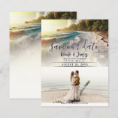 Paradise Beach Sunset Coastal Save the Date Foto Einladung (Vorne/Hinten)