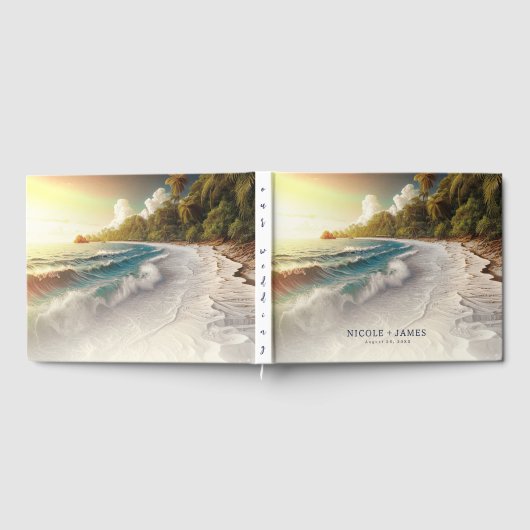 Paradise Beach Sunset Coastal Wedding Gästebuch (Voll)