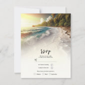 Paradise Beach Sunset Rustic Coastal Wedding RSVP Einladung (Vorderseite)