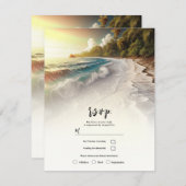 Paradise Beach Sunset Rustic Coastal Wedding RSVP Einladung (Vorne/Hinten)