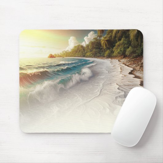 Paradise Beach Sunset Rustikale Küste Mousepad (Mit Mouse)