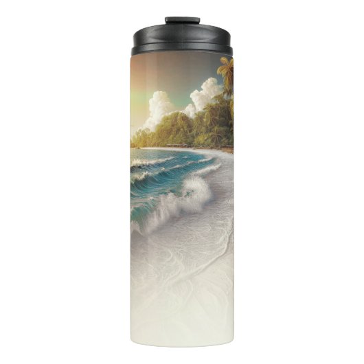 Paradise Beach Sunset Rustikale Küste Thermosbecher (Vorderseite)