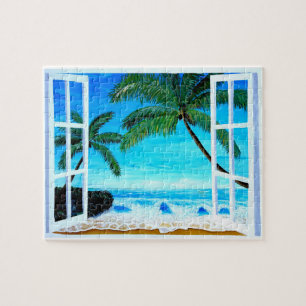Paradise Beach Window - Karibisches Haus Puzzle
