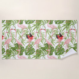 Paradise Bird Flamingo Tropische Pflanze Strandtuch