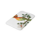 Paradise Birds: Exotic Floral Background Badematte (Schrägansicht)