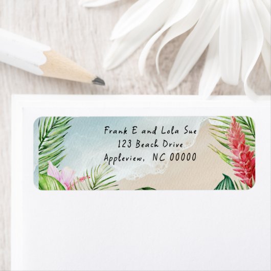 Paradise Blooms Wedding Return Address Label (Insitu)