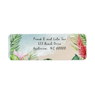 Paradise Blooms Wedding Return Address Label