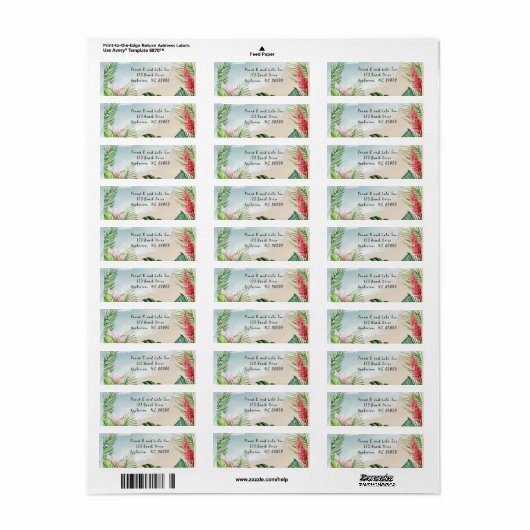 Paradise Blooms Wedding Return Address Label (Vorne)
