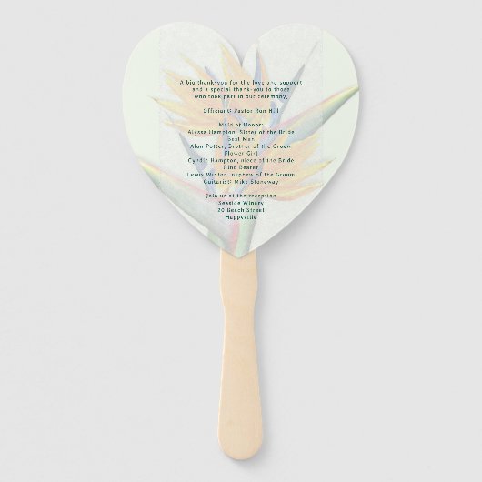 Paradise-Blume Hochzeitsfanprogramme Fächer (Rückseite)