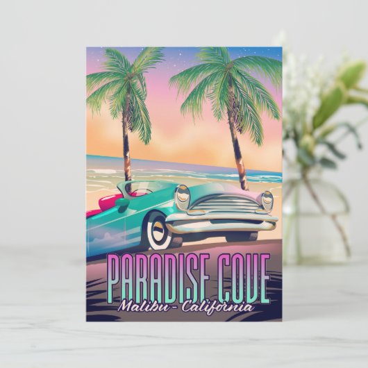 Paradise Cove, Malibu, California travel poster T- Einladung (Stehend Vorderseite)