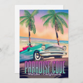 Paradise Cove, Malibu, California travel poster T- Einladung (Vorne/Hinten)
