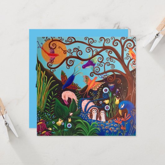 Paradise Fantasy Landschaft mit Vögeln Karte (Vorderseite/Rückseite Beispiel)
