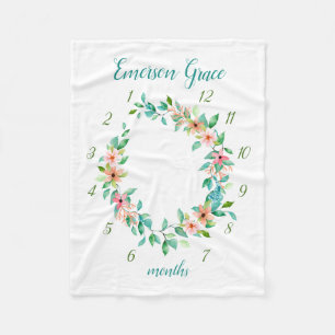 Paradise Floral Baby Girl Monthly Meilenstein Foto Fleecedecke