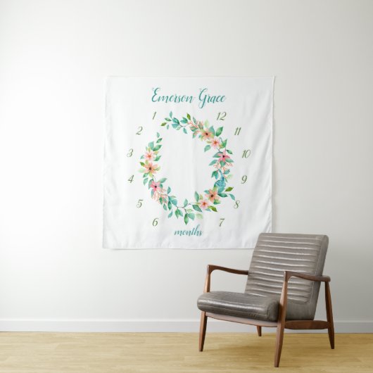 Paradise Floral Baby Girl Monthly Meilenstein Foto Wandteppich (Beispiel)