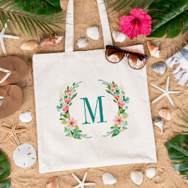 Paradise Floral Monogram Tragetasche