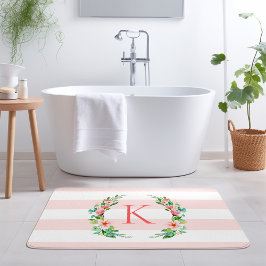 Paradise Floral und Streifen Monogramm Badematte