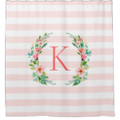 Paradise Floral und Streifen Monogramm Duschvorhang (Vorderseite)