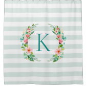Paradise Floral und Streifen Monogramm Duschvorhang (Vorderseite)