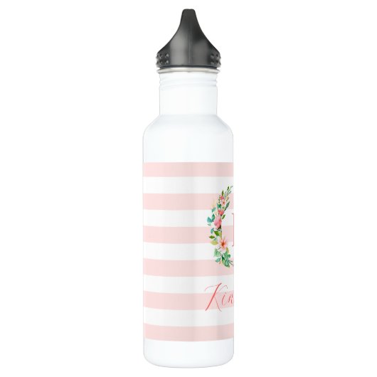 Paradise Floral und Streifen Monogramm Edelstahlflasche (Links)