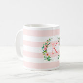 Paradise Floral und Streifen Monogramm Kaffeetasse (Vorderseite Links)