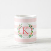 Paradise Floral und Streifen Monogramm Kaffeetasse (Mittel)