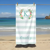 Paradise Floral und Streifen Monogramm Strandtuch