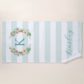 Paradise Floral und Streifen Monogramm Strandtuch (Vorderseite)