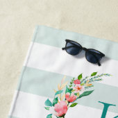 Paradise Floral und Streifen Monogramm Strandtuch (Beispiel)