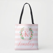 Paradise Floral und Streifen Monogramm Tasche (Vorderseite)