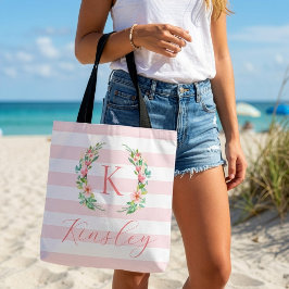 Paradise Floral und Streifen Monogramm Tasche