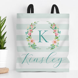 Paradise Floral und Streifen Monogramm Tasche
