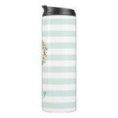 Paradise Floral und Streifen Monogramm Thermosbecher (Nach rechts gedreht)