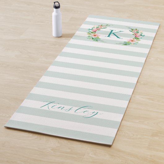 Paradise Floral und Streifen Monogramm Yogamatte (Beispiel)