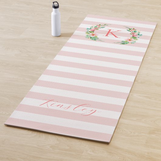 Paradise Floral und Streifen Monogramm Yogamatte (Beispiel)