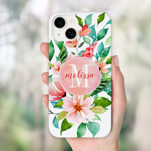 Paradise Floral Watercolor Monogram Case-Mate iPhone Hülle